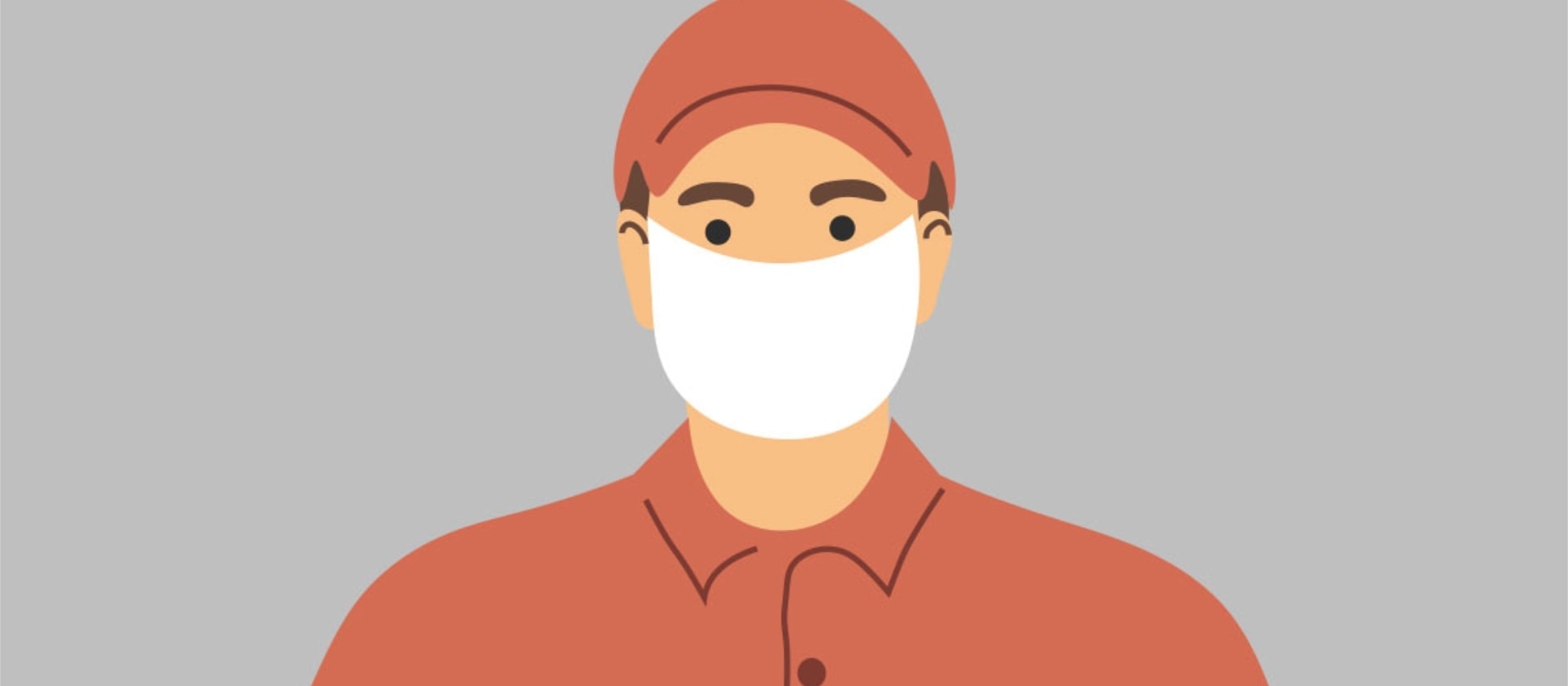 Beschäftigter im Lieferdienst trägt bei der Arbeit überwiegend eine Mund-Nasen-Bedeckung